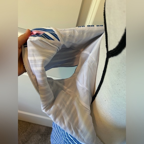 Lilly Pulitzer bree bay Blue Striped Midi Dress v neck fit and flare - Picture 13 of 13